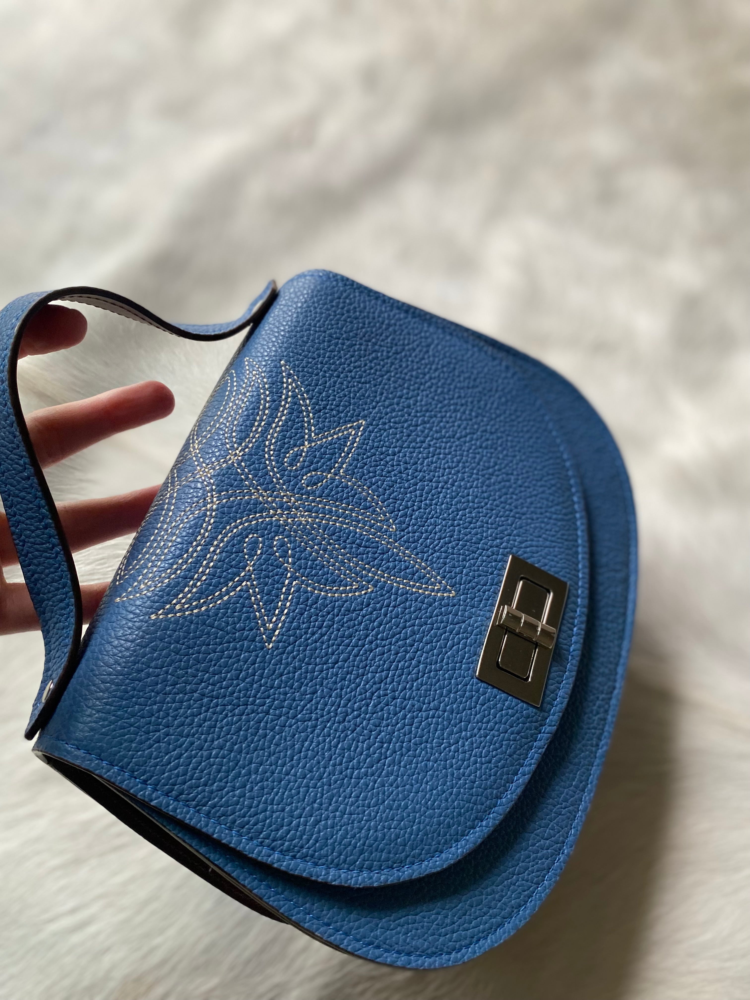 Boot Stitch Pioneer Handbag- Sky Blue