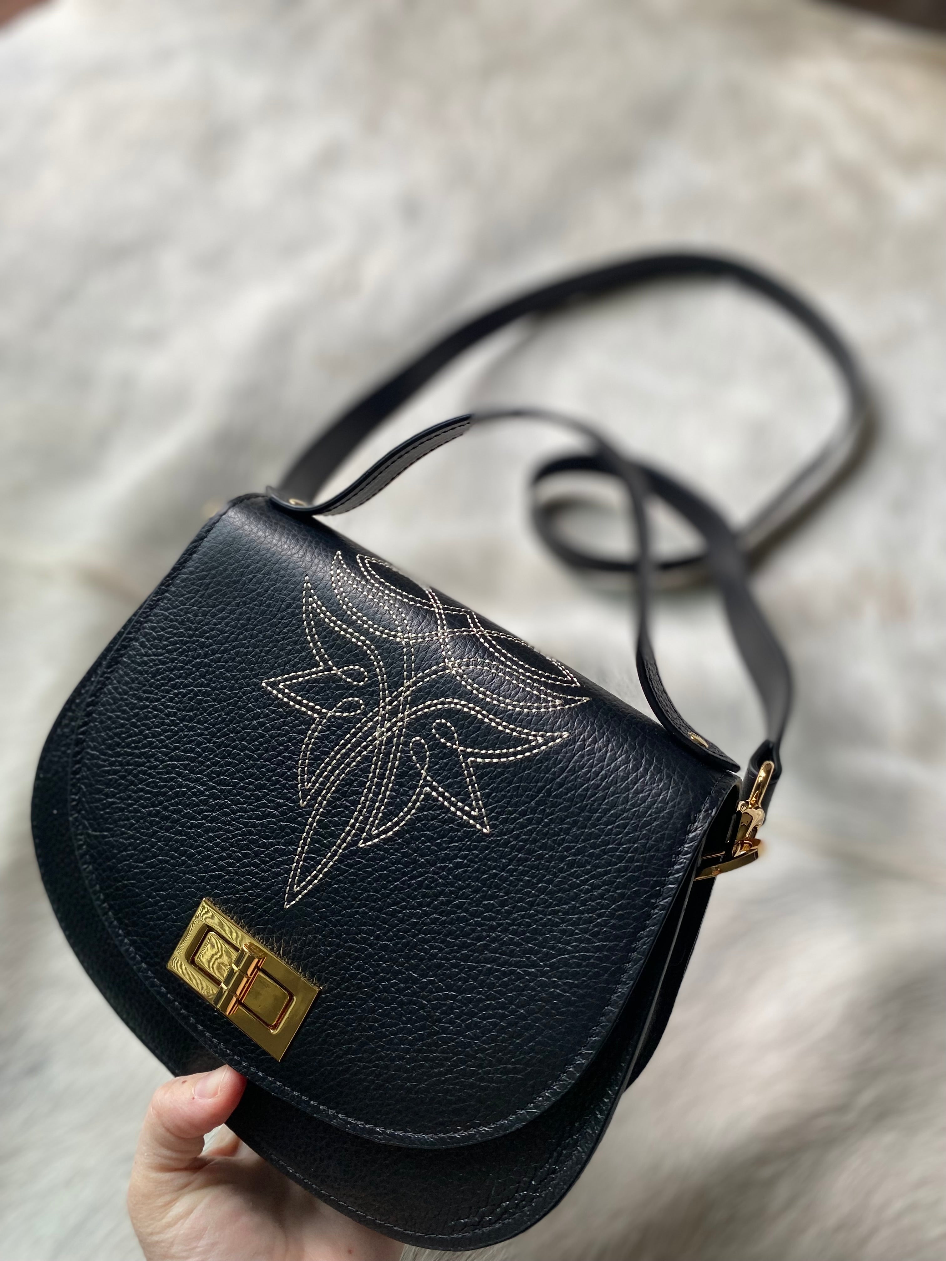 Boot Stitch Pioneer Handbag- Black