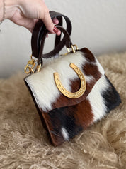 Tricolor Cowhide Lady Luck Handbag