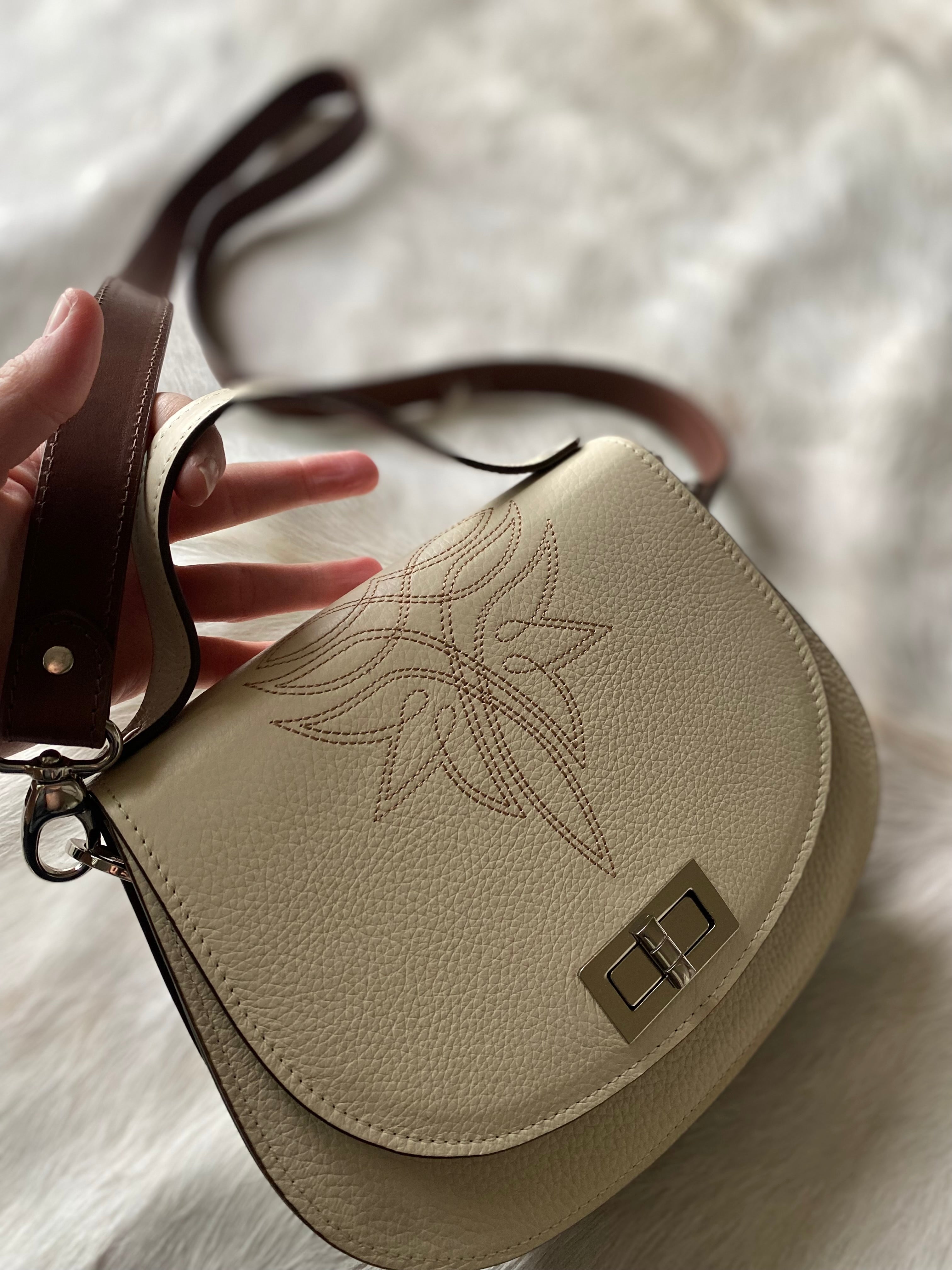 Boot Stitch Pioneer Handbag- Bone