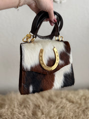 Tricolor Cowhide Lady Luck Handbag