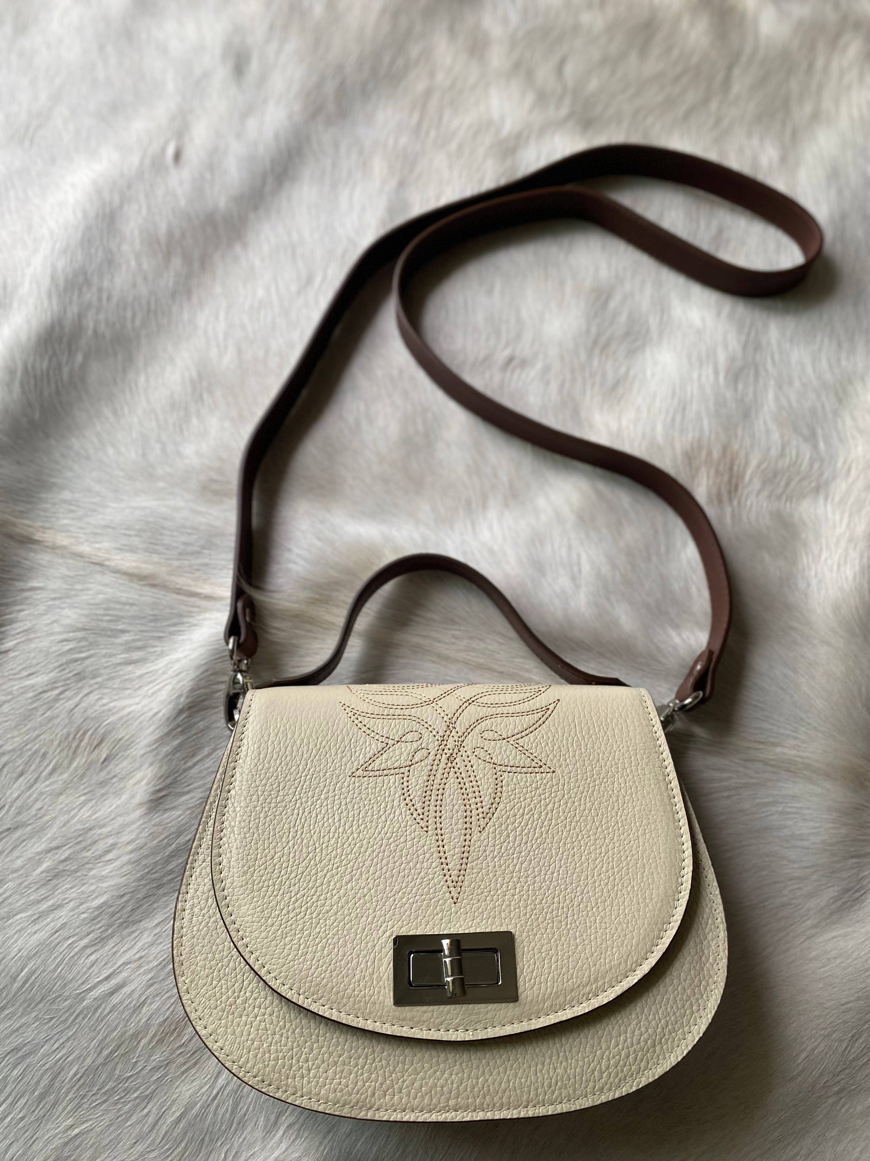 Boot Stitch Pioneer Handbag- Bone