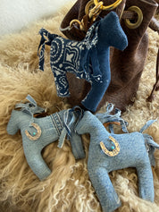 Denim Pony Charm -Peyote Bird Horseshoe