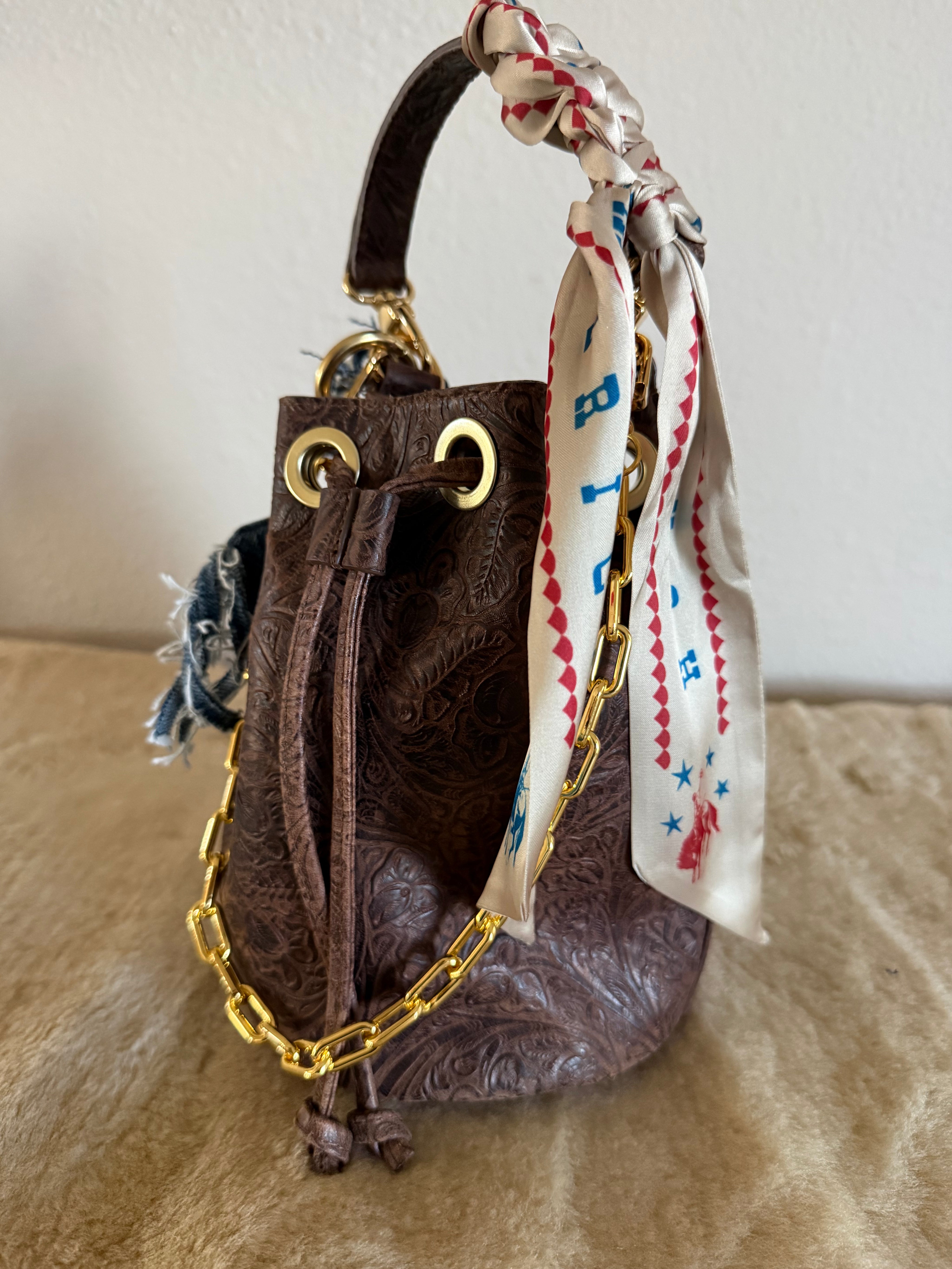 Styled Brown Western Bucket Bag