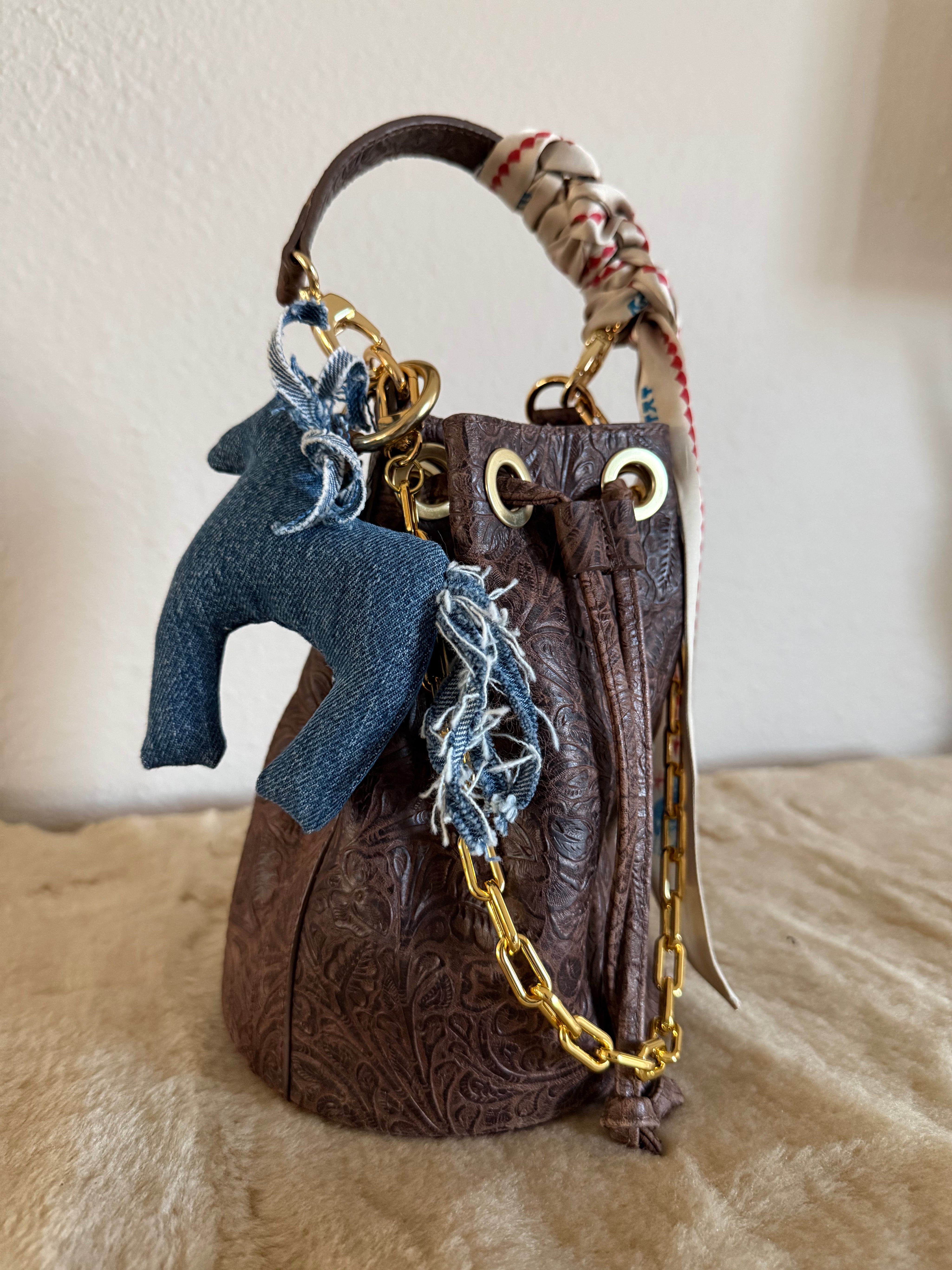 Styled Brown Western Bucket Bag