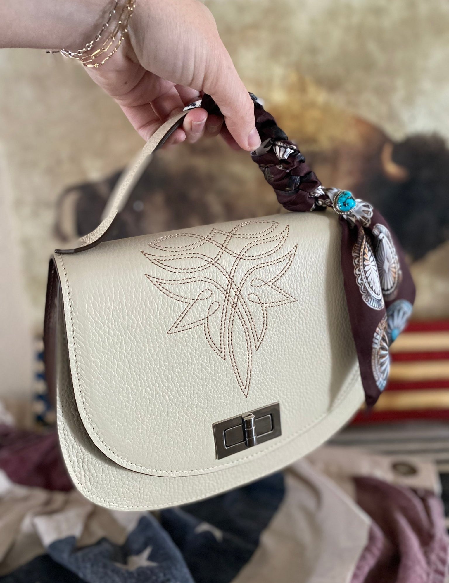 Styled Pioneer Bone Handbag - LovLeathers