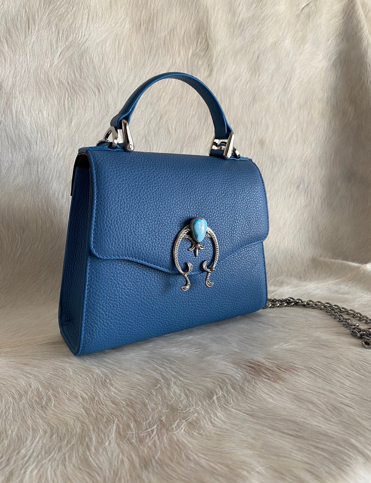 Naja Sky Blue Lady Bag - LovLeathers