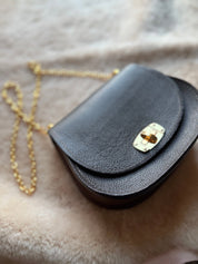 Dark Chocolate Pioneer Italian Pebble Grain Leather Handbag - LovLeathers