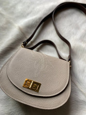Boot Stitch Pioneer Handbag - Moon Pebble Grain - LovLeathers