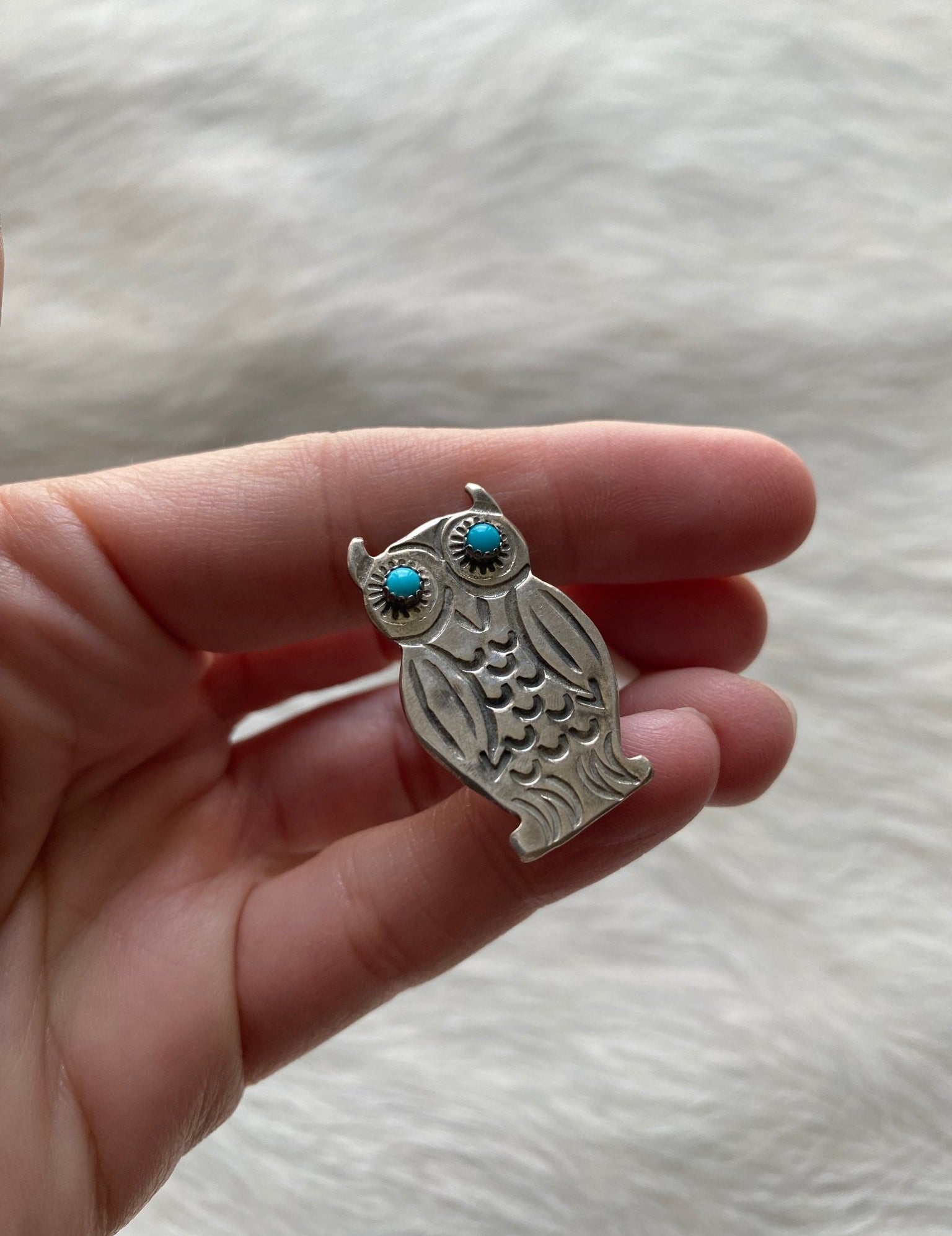 Owl Sterling Brooch - LovLeathers