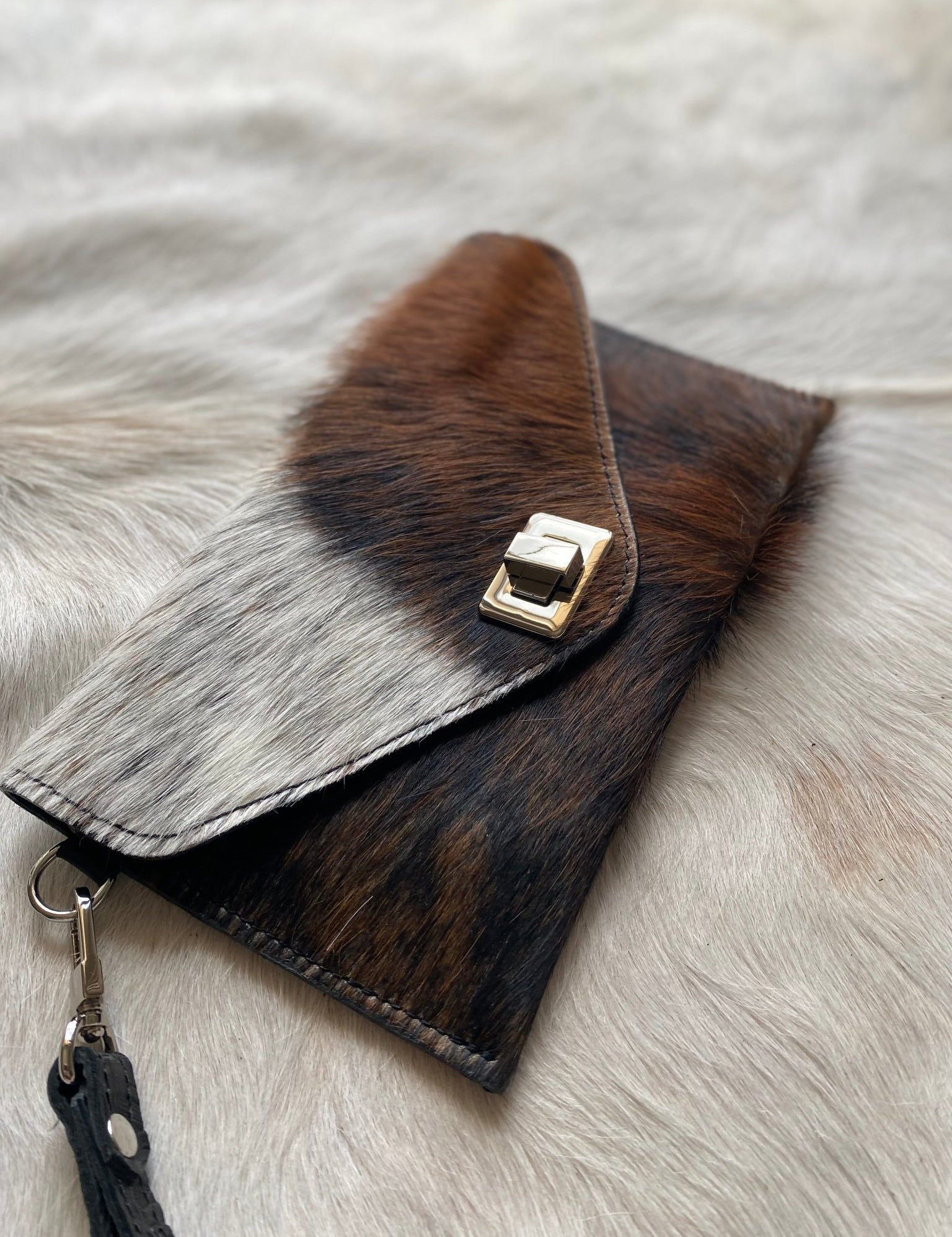 Tricolor Cowhide Clutch - LovLeathers