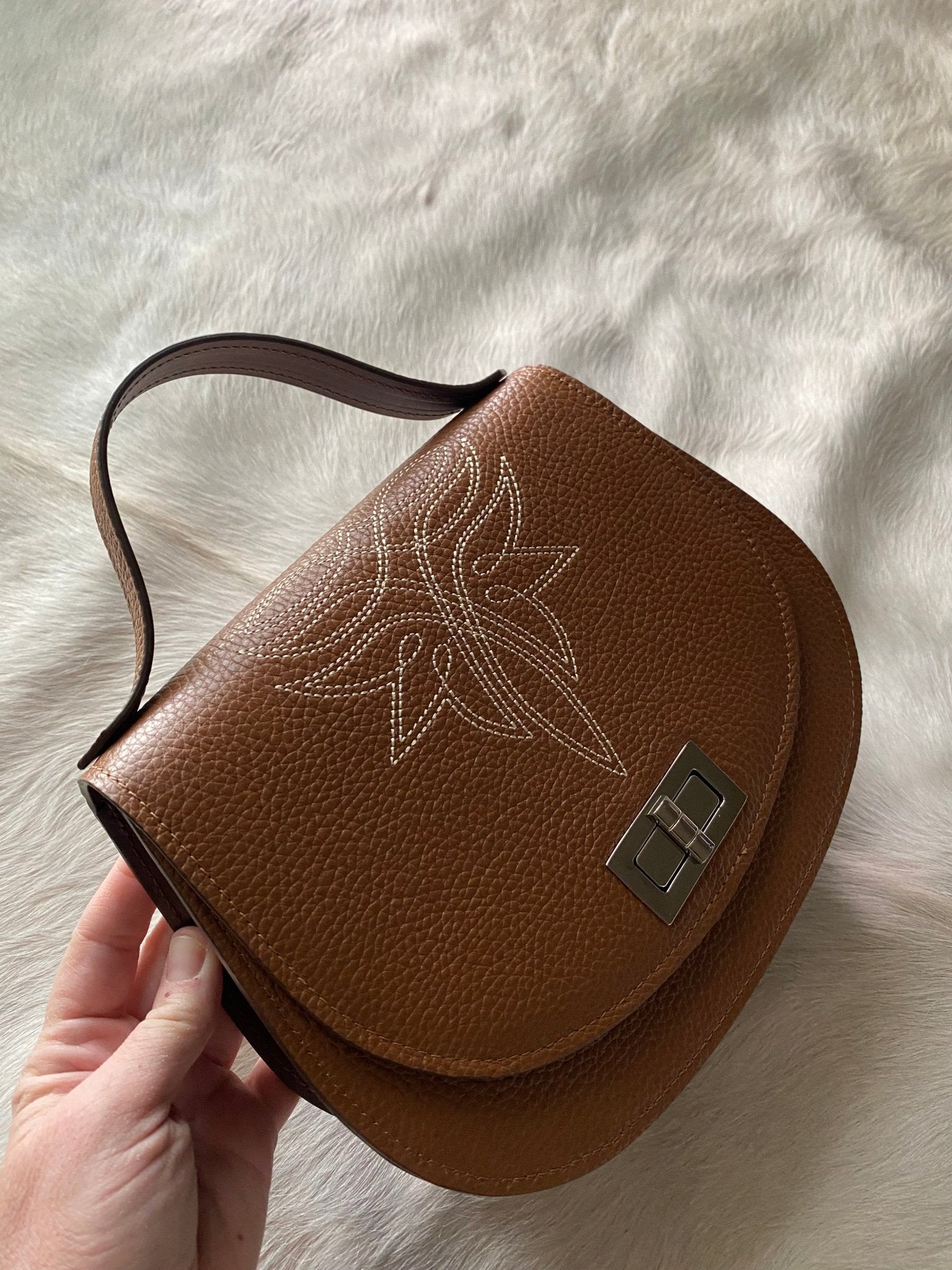 Boot Stitch Pioneer Handbag - Saddle Tan - LovLeathers