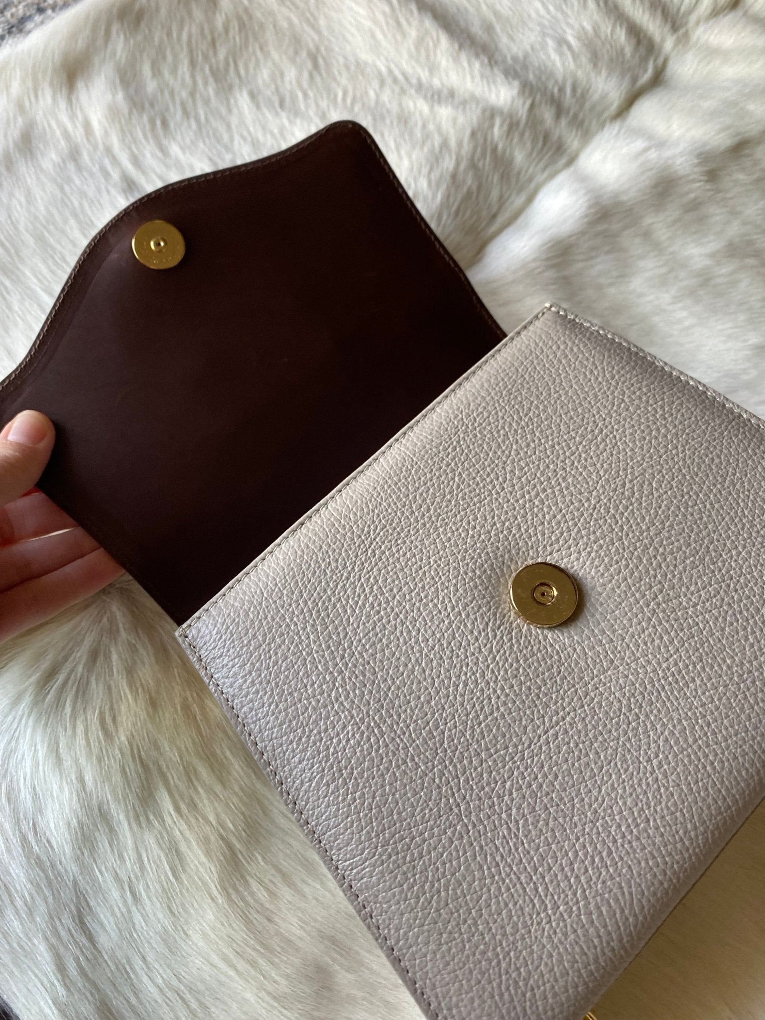 Taupe Gold Horseshoe Lady Bag - LovLeathers