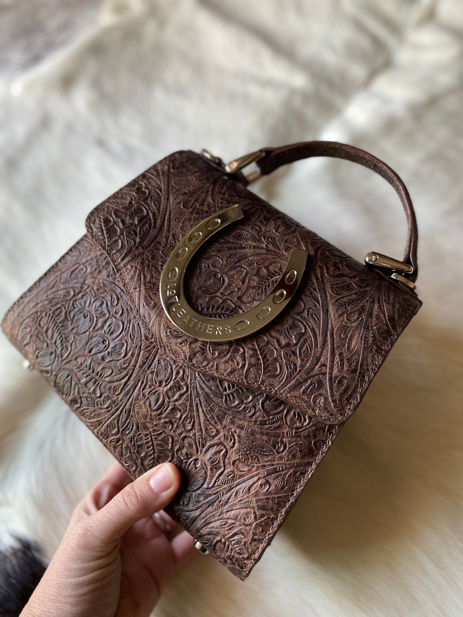 Brown Western Tool Horseshoe Lady Bag - LovLeathers