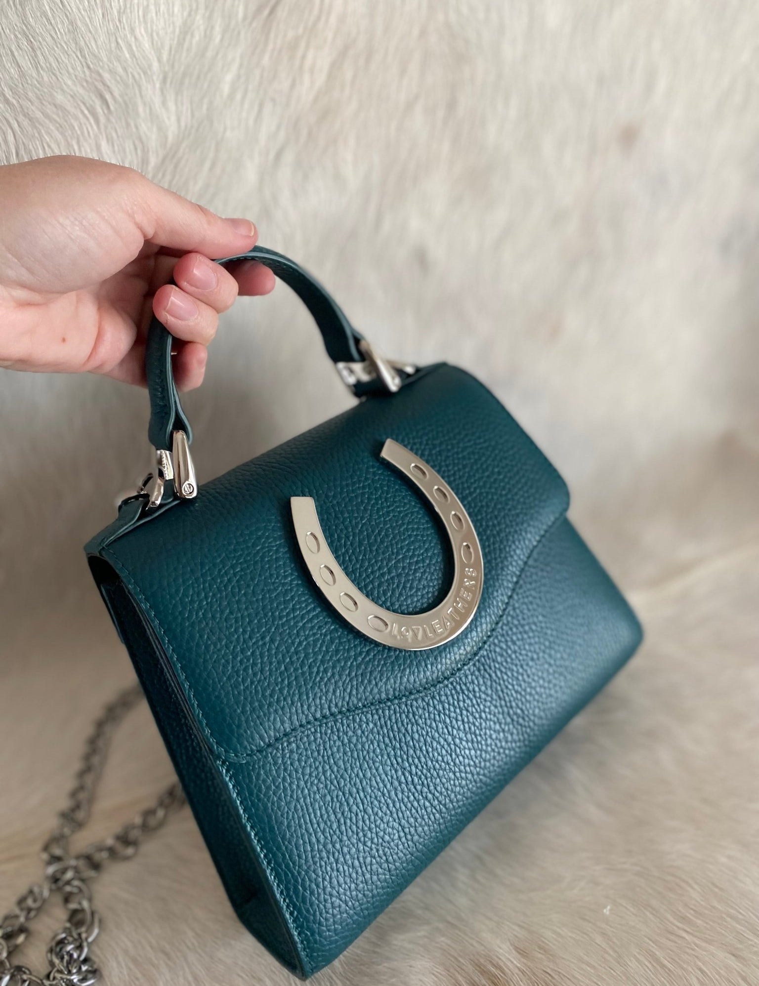 Teal Lil Lady Horseshoe Handbag - LovLeathers