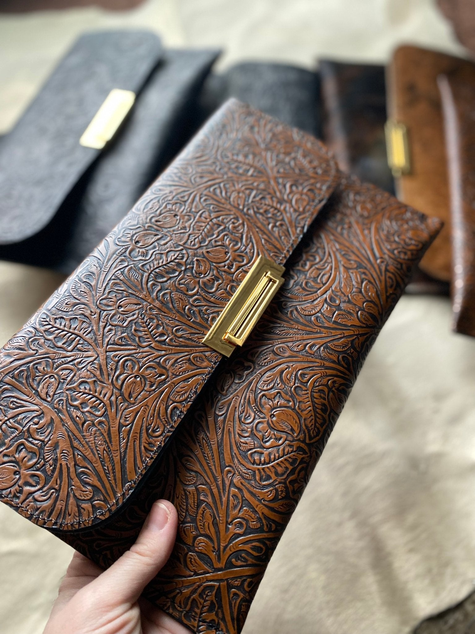 Western Embossed Tool Clutch - LovLeathers