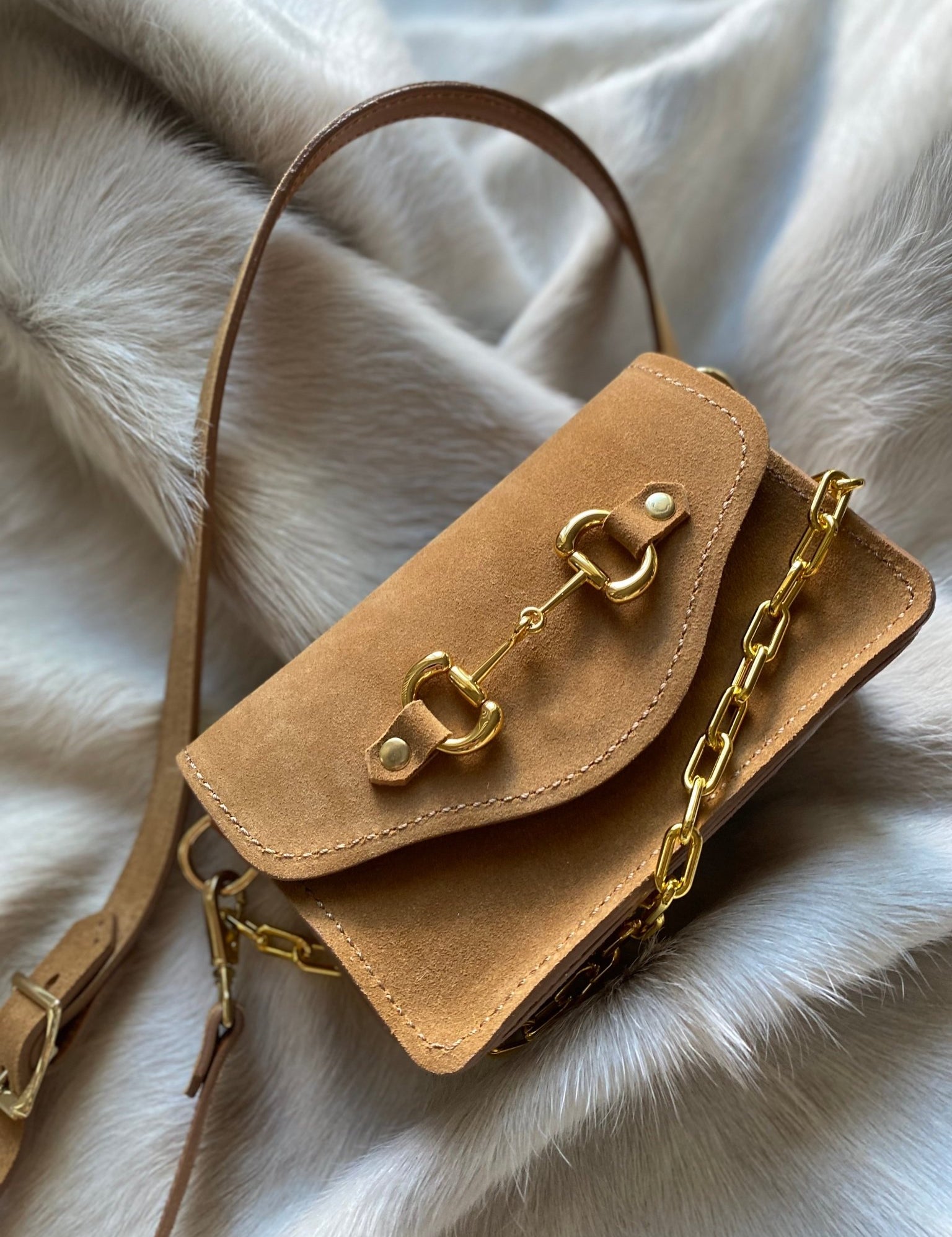 Camel Suede Bits Bum Bag - LovLeathers