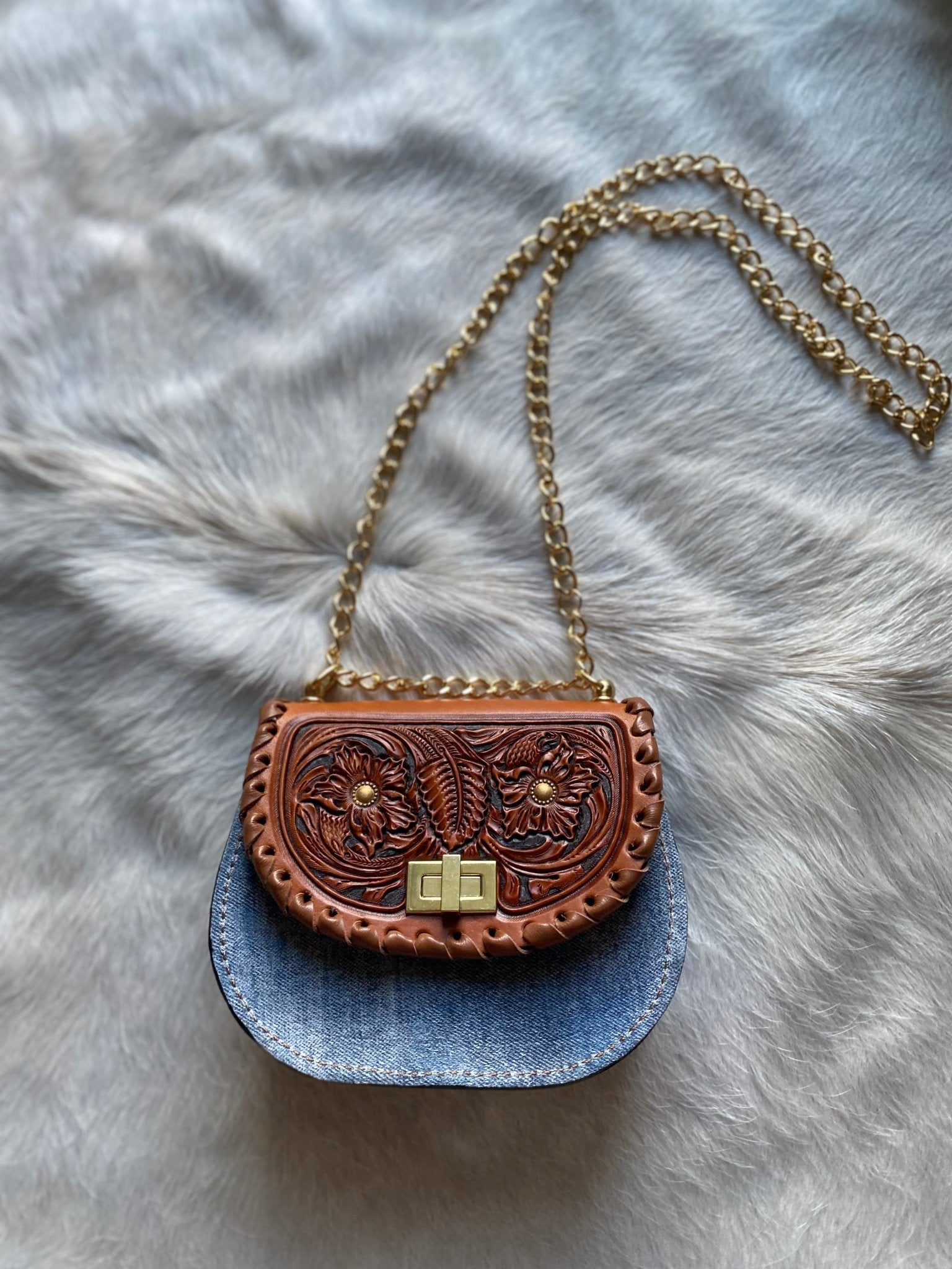 Mini Denim Suede Pioneer Cowgirl Keepsake - LovLeathers