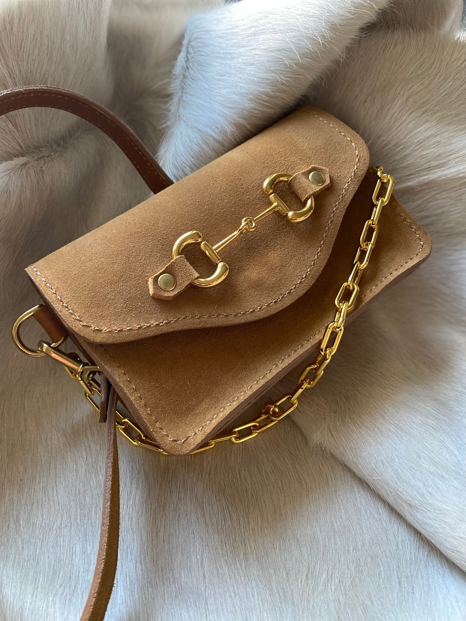 Camel Suede Bits Bum Bag - LovLeathers