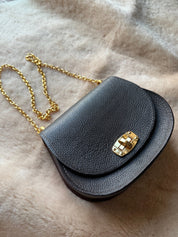 Dark Chocolate Pioneer Italian Pebble Grain Leather Handbag - LovLeathers