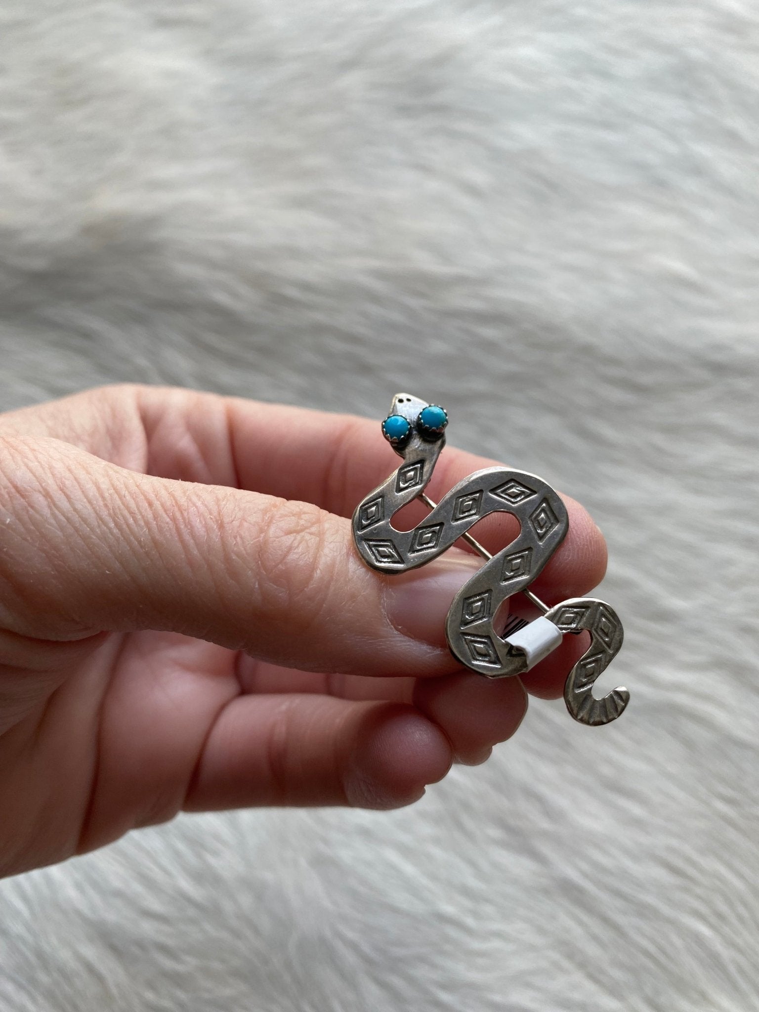 Snake Sterling Turquoise Brooch Pin - LovLeathers