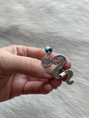 Snake Sterling Turquoise Brooch Pin - LovLeathers