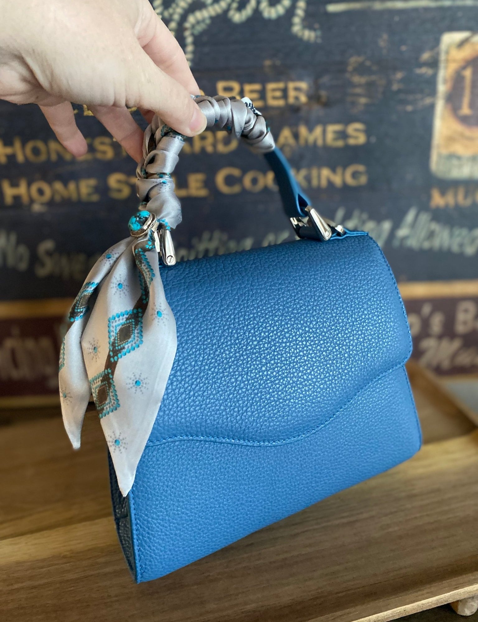 Sky Blue Styled Lil Lady Bag - LovLeathers