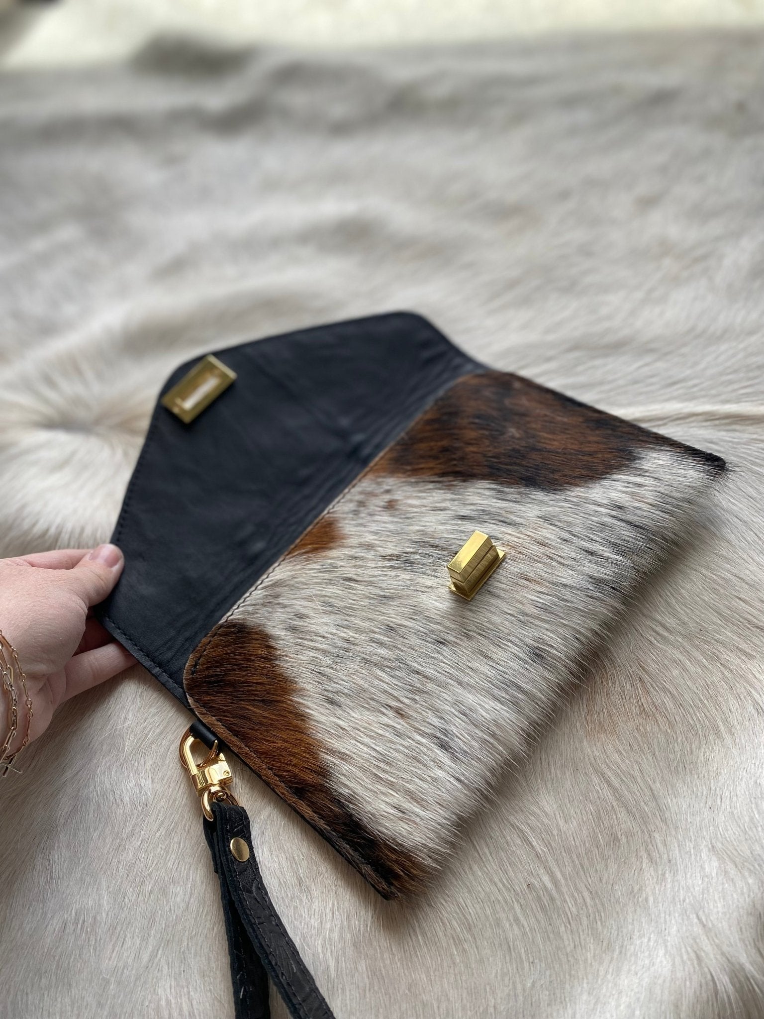 Tricolor Cowhide Clutch - LovLeathers