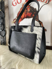 Black/White Speckled Tote Bag Styled - LovLeathers