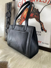 Black Pebble Grain Leather Tote Bag - LovLeathers