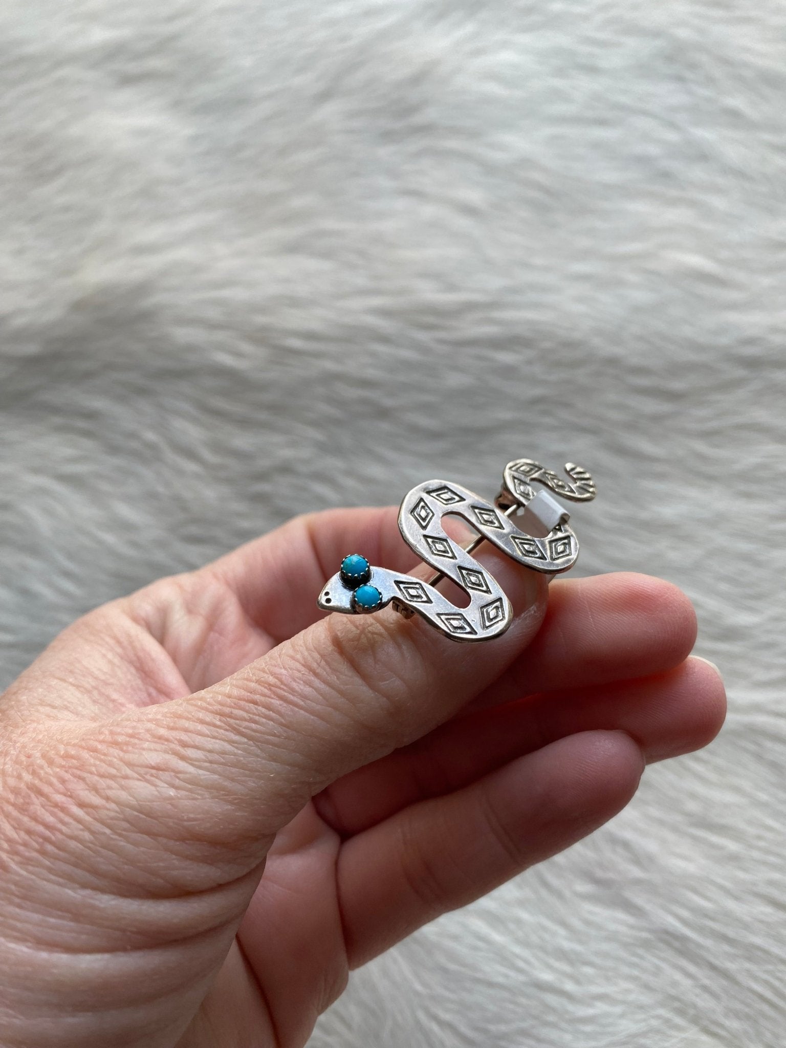 Snake Sterling Turquoise Brooch Pin - LovLeathers