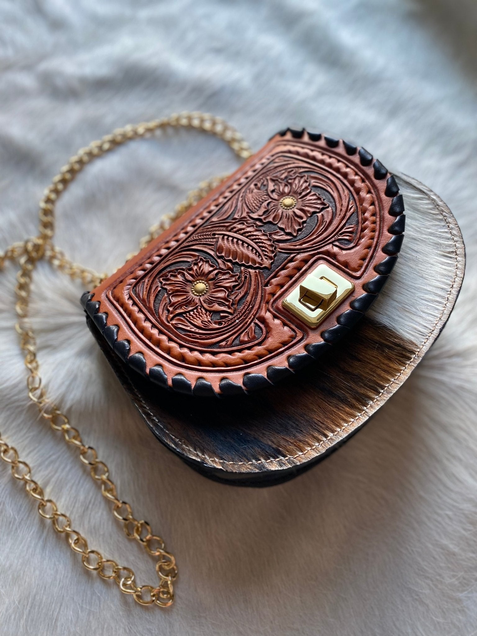 Tricolor Tooled Cowgirl Keepsake - LovLeathers