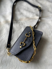 Black Pebble Grain Bit Bum Bag - PREORDER - LovLeathers