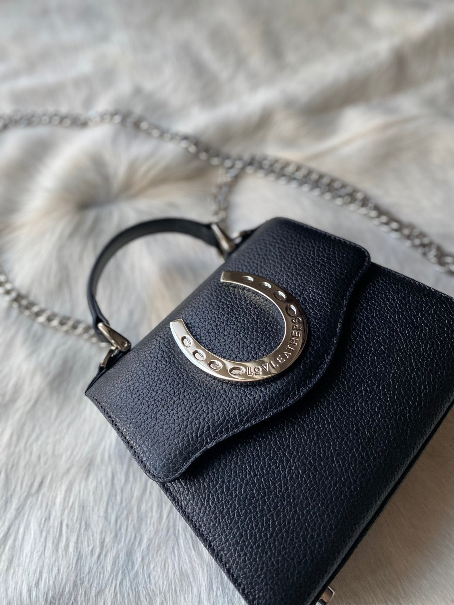 Black Silver Horseshoe Lady Bag - LovLeathers
