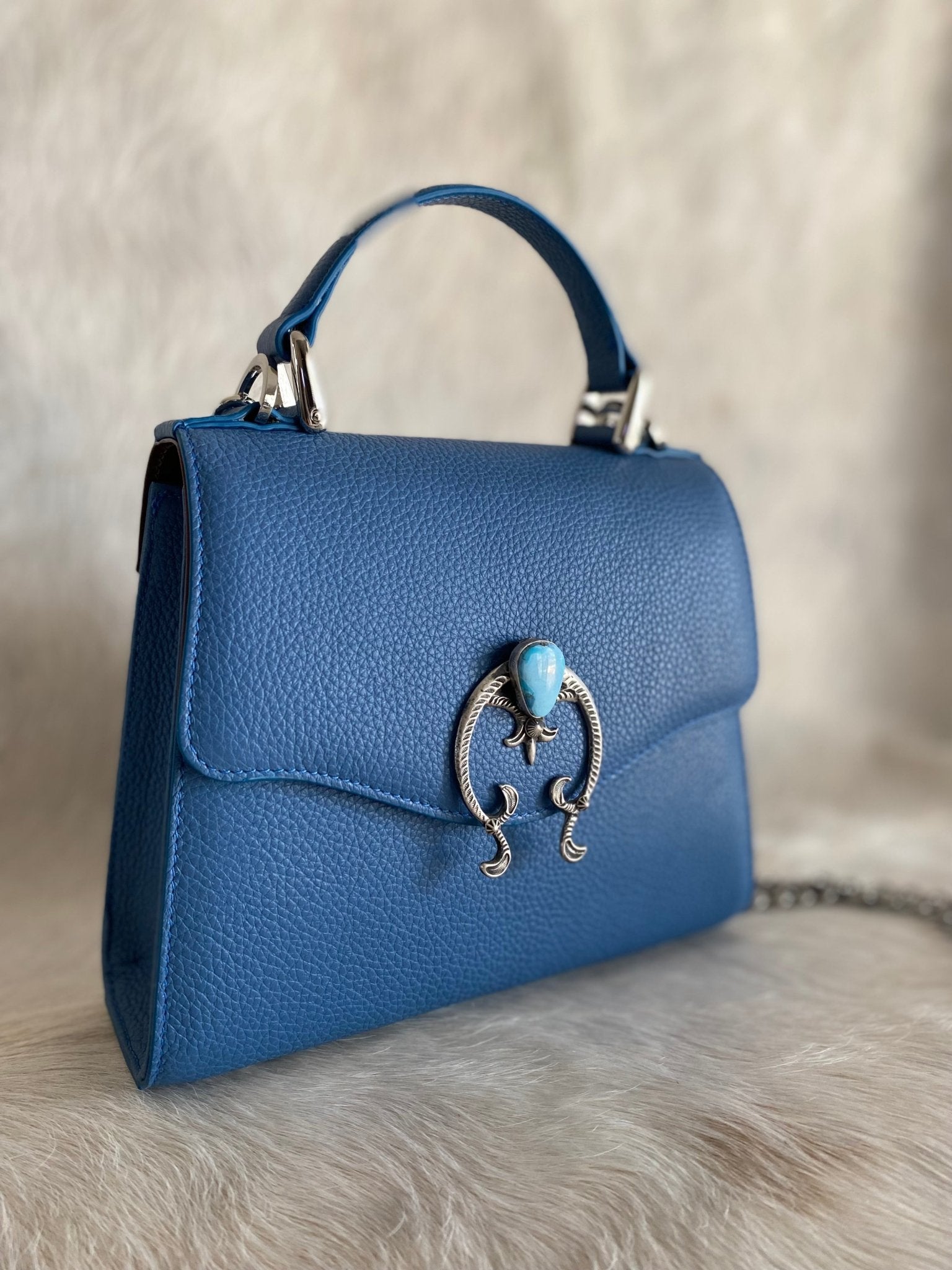 Naja Sky Blue Lady Bag - LovLeathers