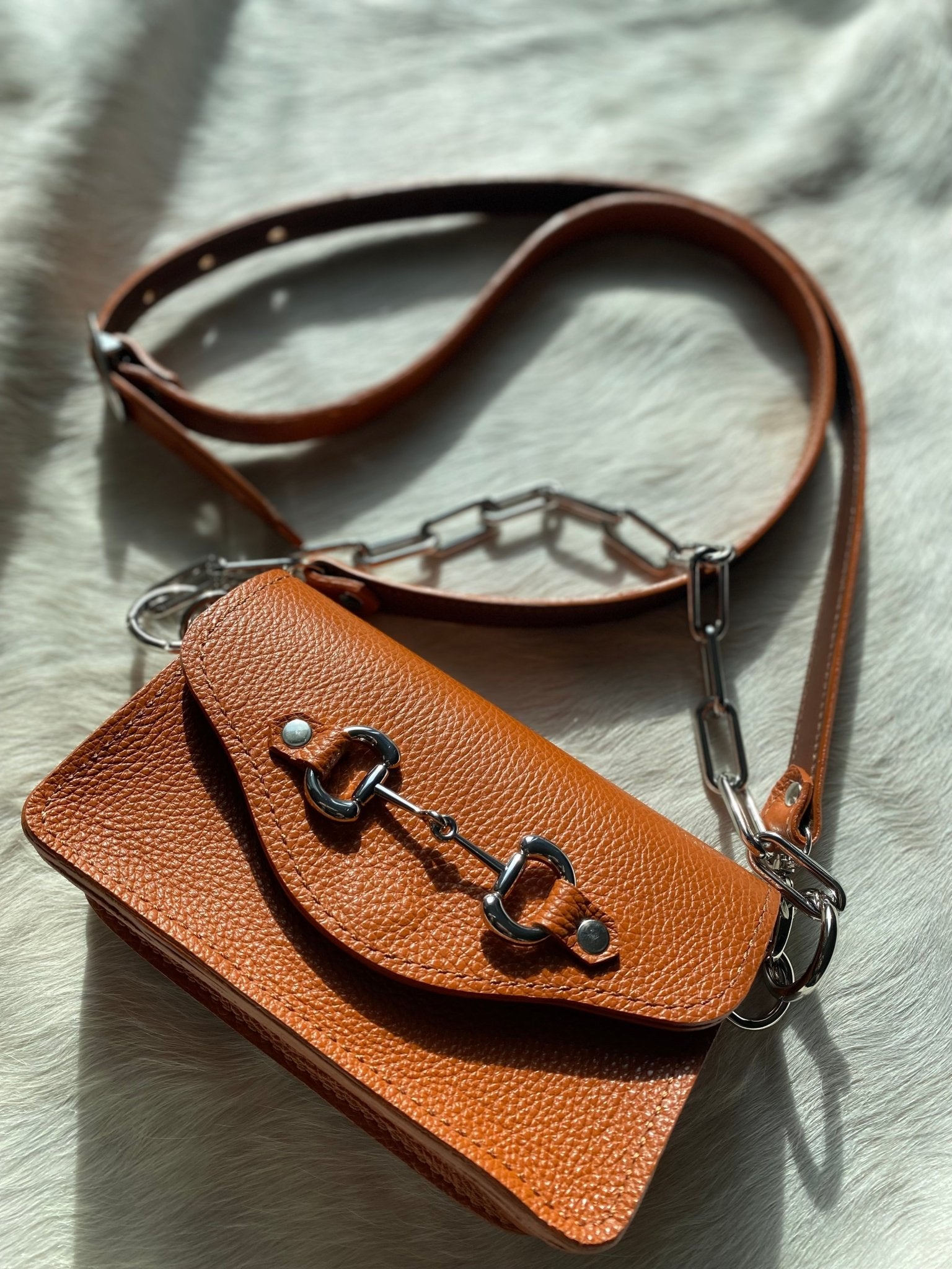 Burnt Orange Bit Bum Bag - Made to Order - LovLeathers