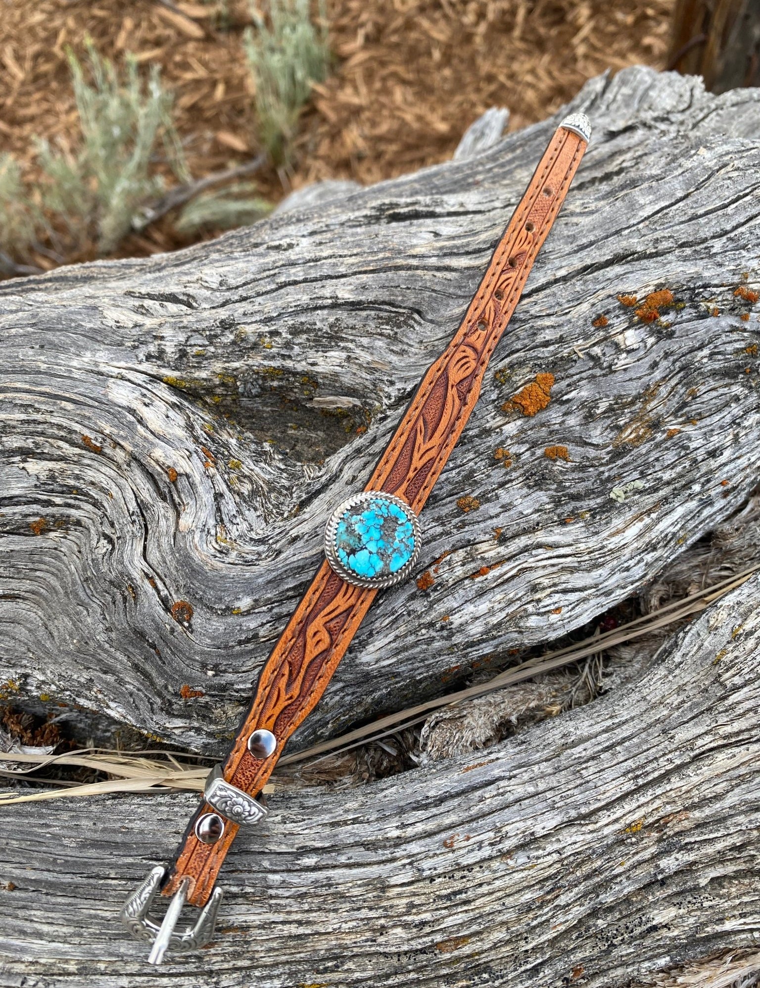 Tooled Leather and Turquoise Bracelets - LovLeathers