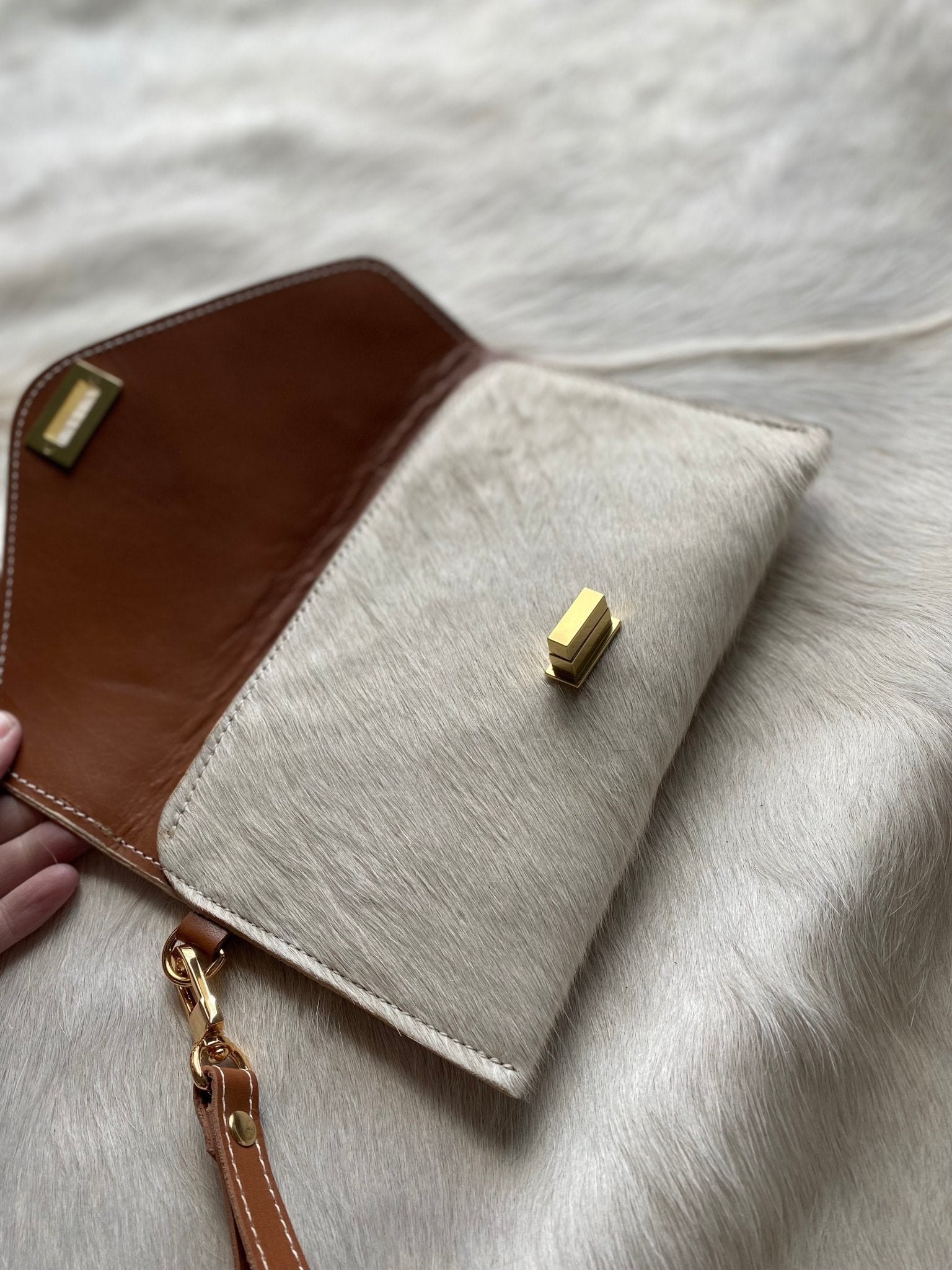 Cowhide Clutch - Blonde - LovLeathers