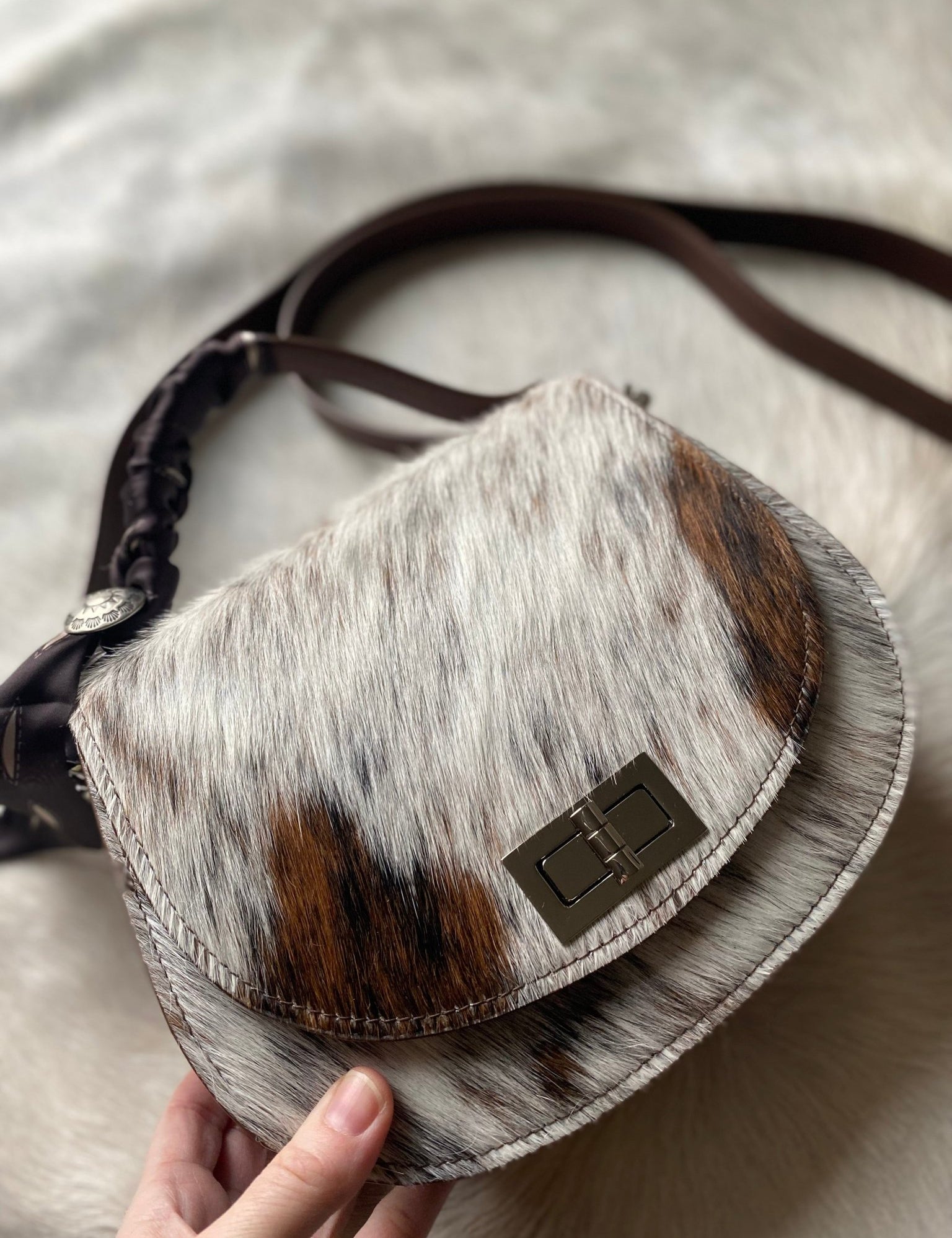 Styled Tricolor Cowhide Pioneer Handbag - LovLeathers