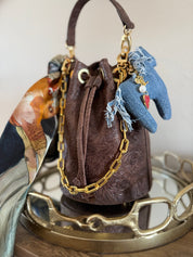 Styled Lil Bucket Bag - Brown Western Tool - LovLeathers