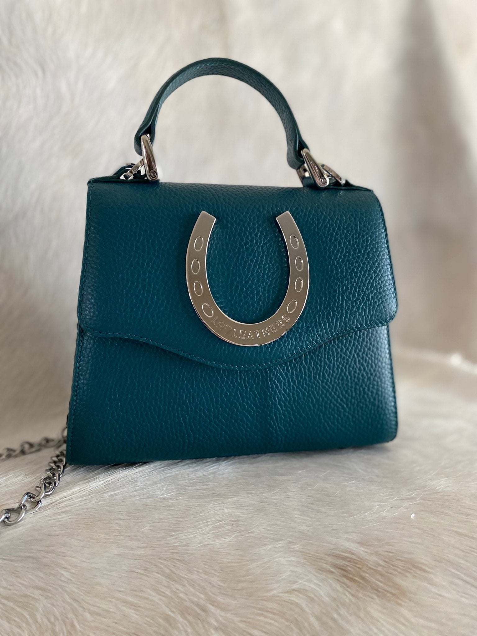 Teal Lil Lady Horseshoe Handbag - LovLeathers