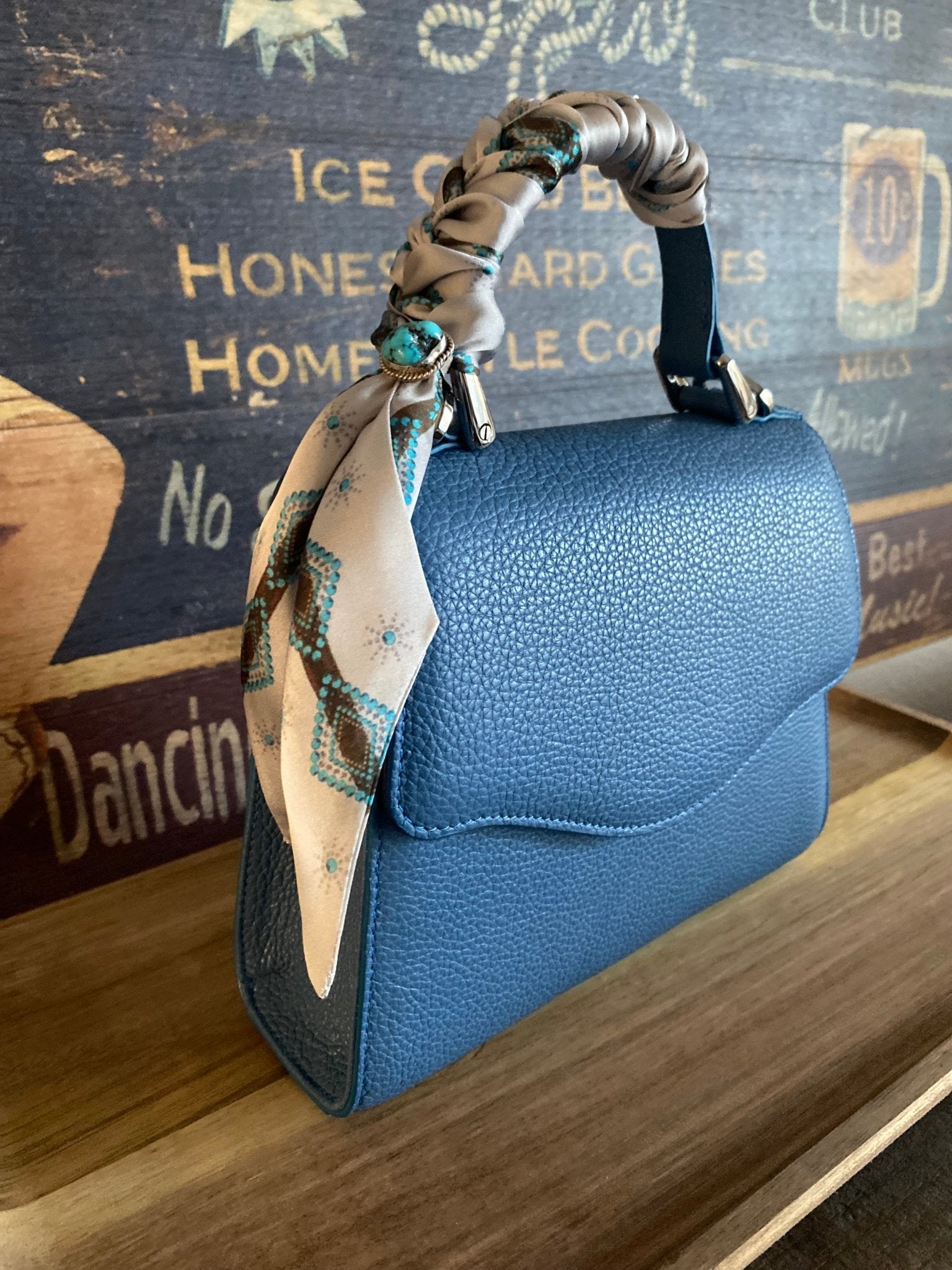 Sky Blue Styled Lil Lady Bag - LovLeathers