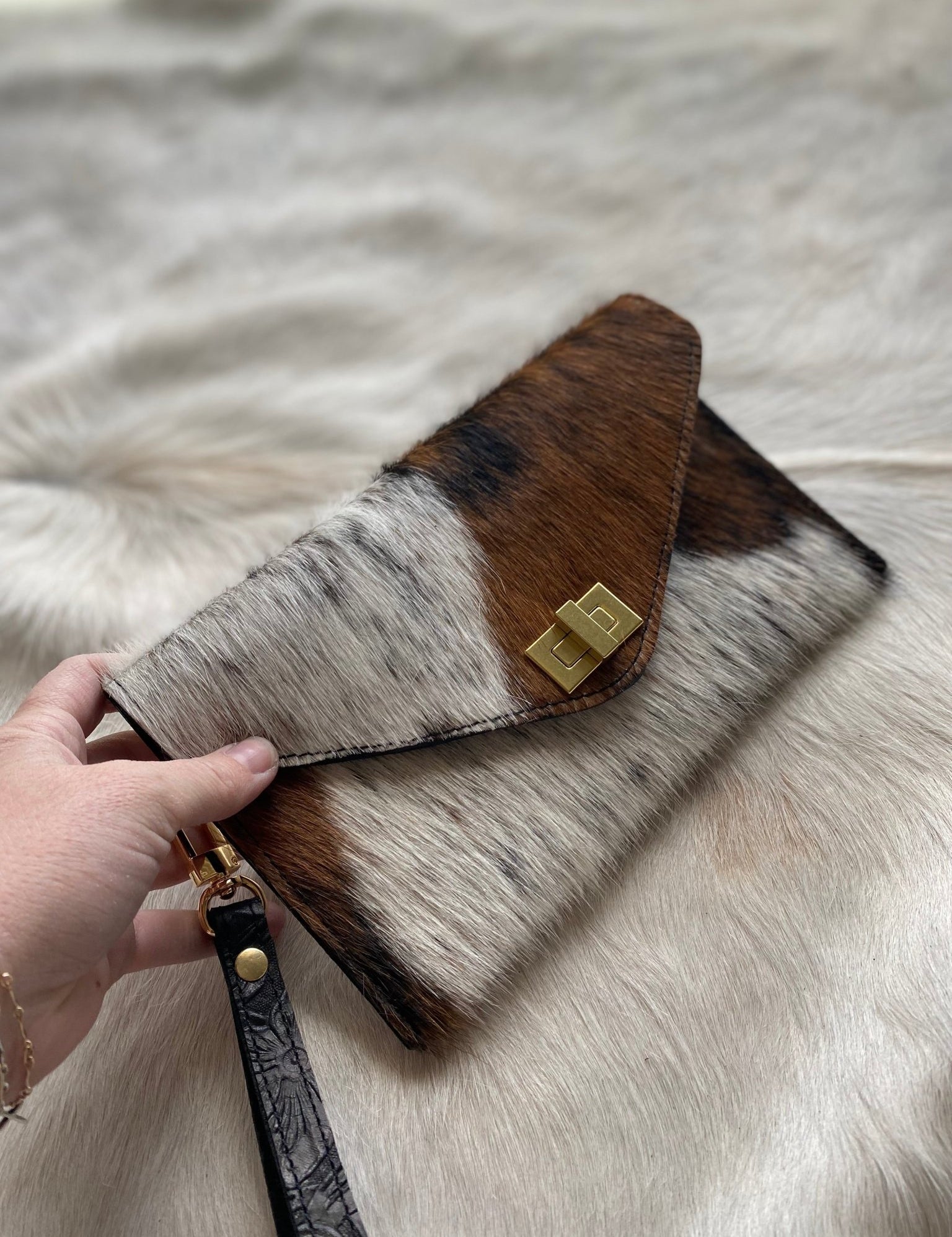 Tricolor Cowhide Clutch - LovLeathers