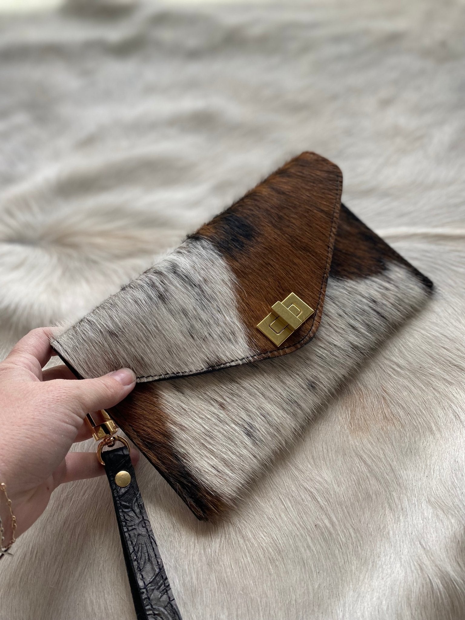 Tricolor Cowhide Clutch - LovLeathers