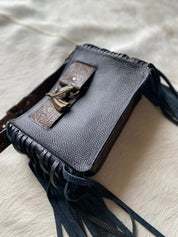 Black Horsehead Belted Mini Tote - LovLeathers