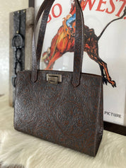 Brown Western Tool Embossed Tote Bag - LovLeathers