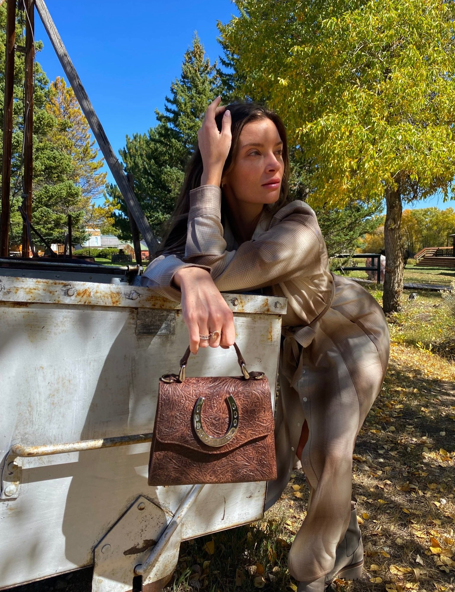 Brown Western Tool Horseshoe Lady Bag - LovLeathers