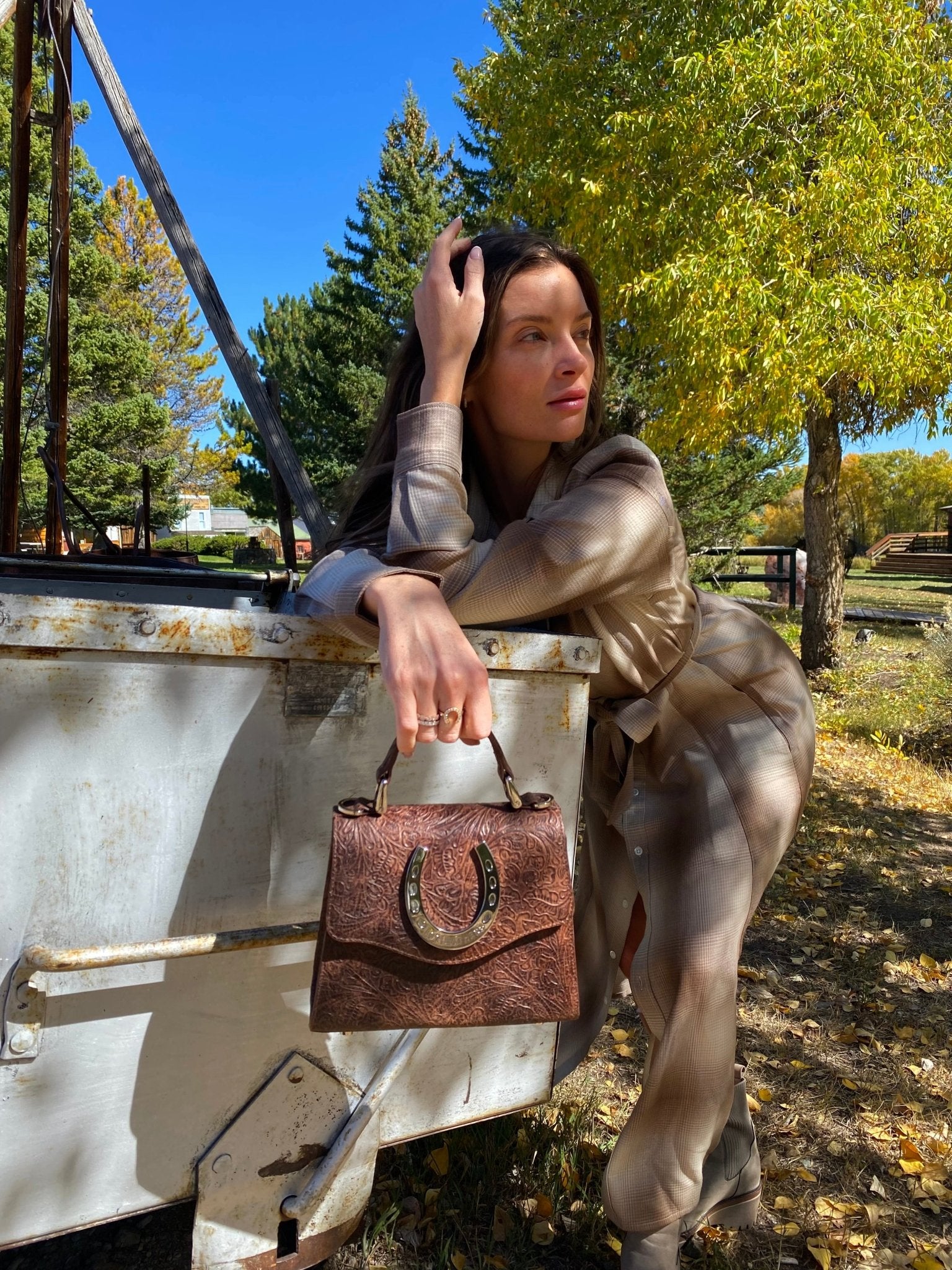 Brown Western Tool Horseshoe Lady Bag - LovLeathers