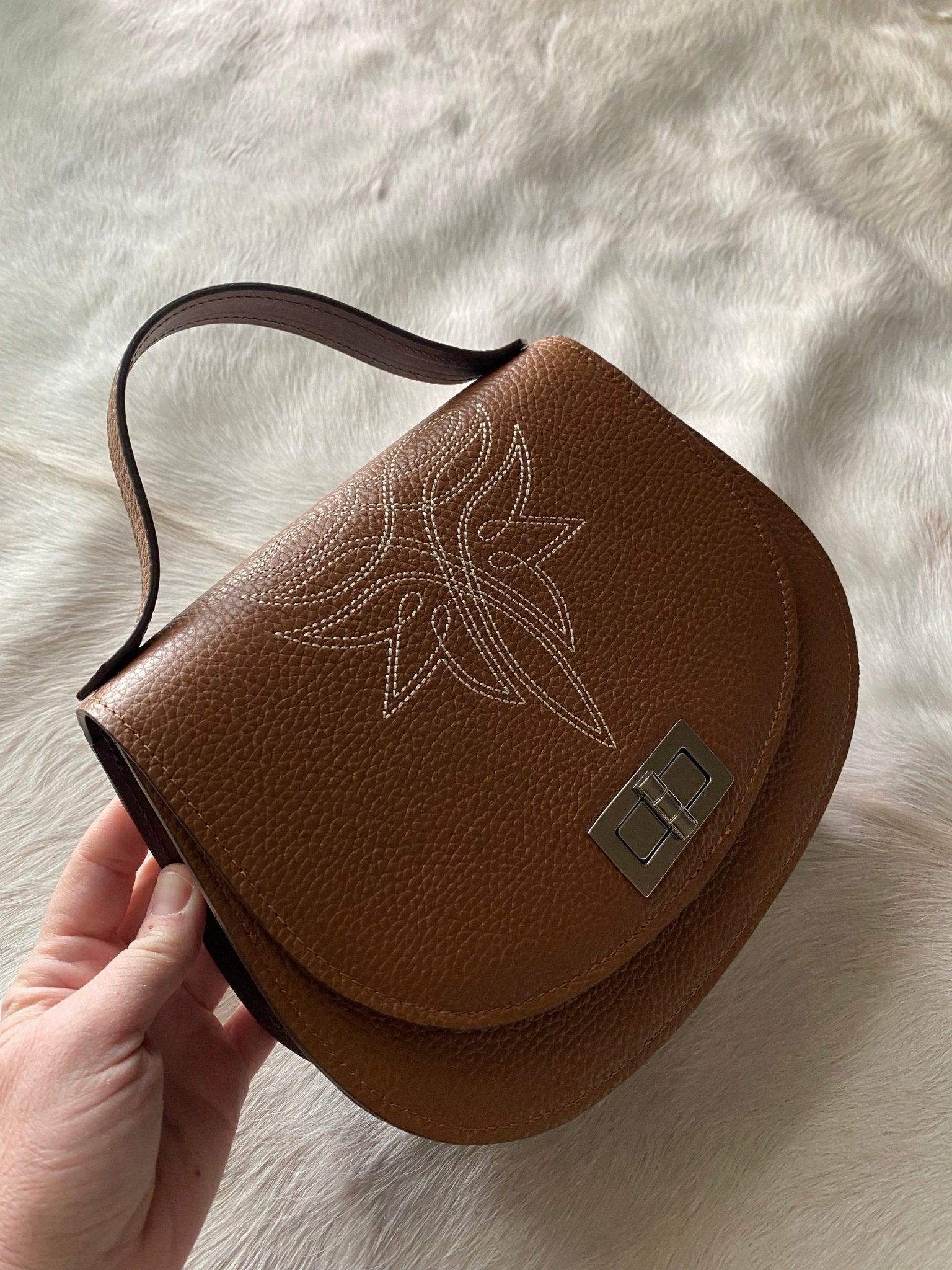 Boot Stitch Pioneer Handbag - Saddle Tan - LovLeathers