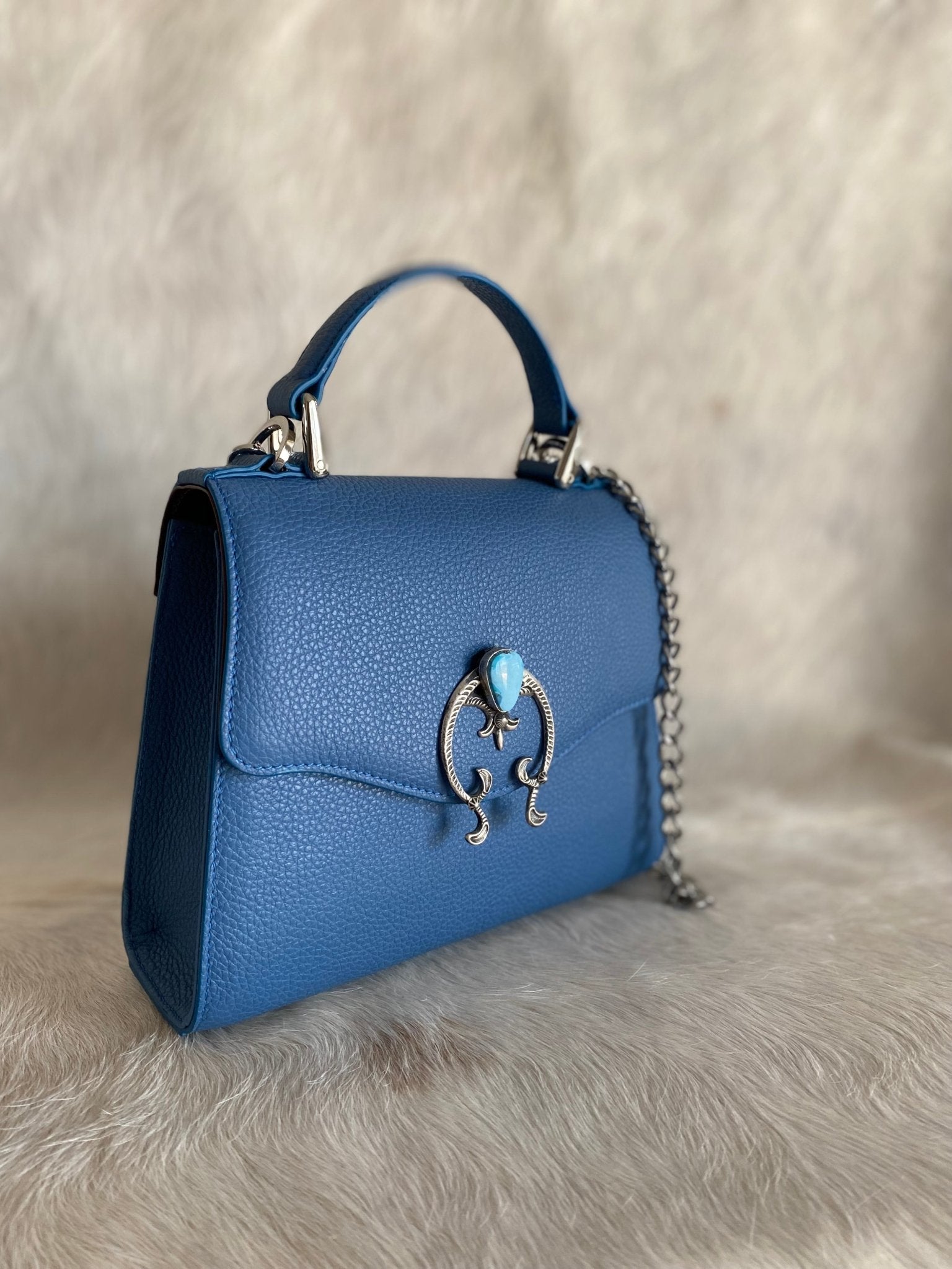 Naja Sky Blue Lady Bag - LovLeathers